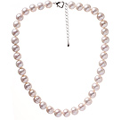 Mode A Grade 11 - 12mm Natural White Freshwater Pearl pärlstav Halsband med hjärta Lås ( No Box )