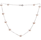 High Quality Single Strand 8-9mm Natural White Freshwater Pearl Necklace With 925 Sterling Silver Chains (No Box)