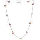 High Quality Single Strand 8-9mm Natural Mixed Color Freshwater Pearl Necklace With 925 Sterling Silver Chains (No Box)