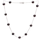 High Quality Single Strand 8-9mm Natural Black Freshwater Pearl Necklace With 925 Sterling Silver Chains (No Box)