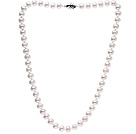 Fashion A Grade 8-9mm Natural White Freshwater Pearl Beaded Necklace (No Box)