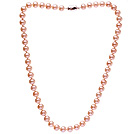 Fashion A Grade 8-8.5mm Natural Pink Freshwater Pearl Beaded Necklace (No Box)