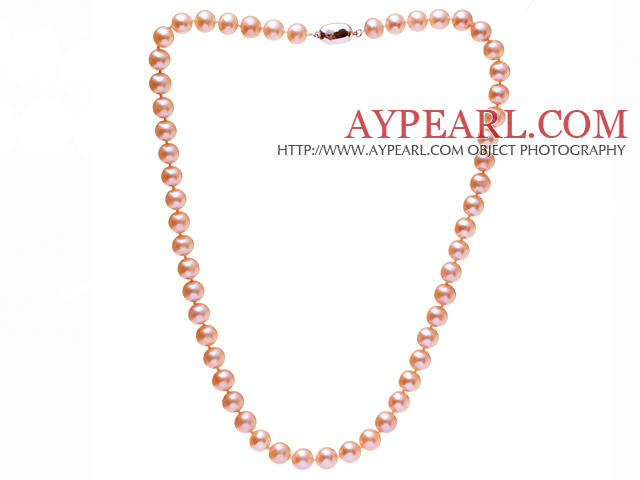 Fashion A Grade 8-8.5mm Natural Pink Freshwater Pearl Beaded Necklace (No Box)