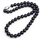 Fashion Single Strand A Grade 9-10mm Schwarz Süßwasser-Zuchtperlen Perlen -Halskette mit Nickel Free Schließe