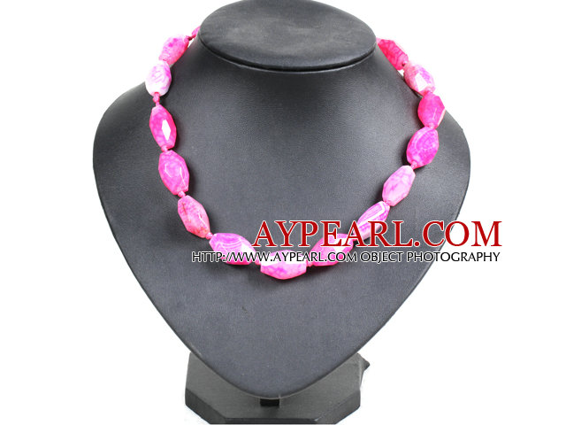 Simple Classic Design Impulse Angle Rose Red Agate Choker Necklace