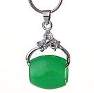 Lovely Hollow Green Malaysian Jade Zircon Pendant Necklace With Metal Chains