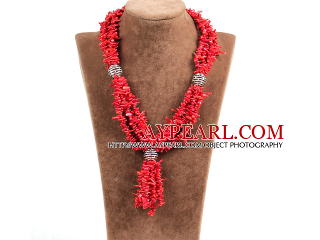 Trevlig och Shape Bright Red Coral Chips Halsband med Legerade Ball tillbehör