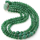 Fashion Multilayer Round Aventurin Beaded Necklace Med Oval Stone Clasp