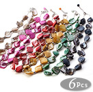 Nice 6 Pcs Multi Color Irregular Shell Beads Strand Necklace With Extendable Chain (Random Colors)