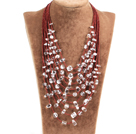 Graceful Multi Strand Irregular Shape Clear Crystal Party Necklace With Small Beads Chain