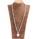 Wholesale Fashion Natural Light Blue Freshwater Pearl Pink Colored Glaze Heart Pendant Necklace