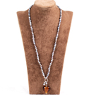 Fashion Natural Gray Freshwater Pearl Brown Colored Glaze Heart Pendant Necklace