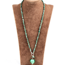 Fashion Natural Green Freshwater Pearl Colored Glaze Heart Pendant Necklace
