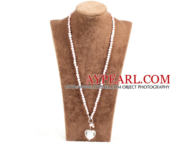 Collier avec pendentif Glaze Rose Mode Lumière Naturelle perles d'eau douce coeur Effacer coloré