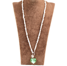 Fashion Natural WhiteFreshwater Pearl Green Colored Glaze Heart Pendant Necklace