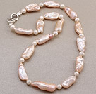 Beautiful Single Strand Natural Pink Blister Pearl Knotted Necklace With Charming Clasp