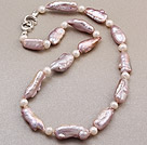 Beautiful Single Strand Natural Purple Blister Pearl Knotted Necklace With Charming Clasp