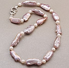 Vackra Single Strand Natural Purple Blister Pearl Knutna Halsband Med Lås Charming