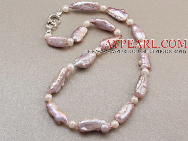 Beautiful Single Strand Natural Purple Blister Pearl Knotted Necklace With Charming Clasp