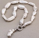 Fashion Natural White Irregular Blister Pearl Knotted Pendant Charm Necklace