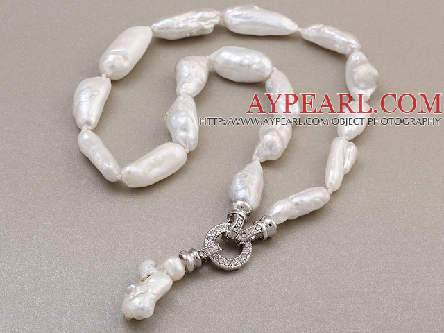 Fashion Natural White Irregular Blister Pearl Knotted Pendant Charm Necklace