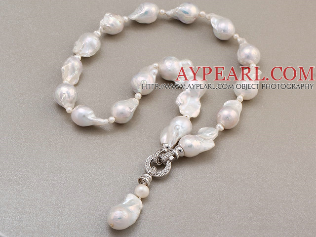 Mode Natural White Freshwater Pearl Pendant Nuclear And Charm Necklace