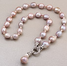 Fashion Natural Purple Baroque Freshwater Pearl Knotted Charm Pendant Necklace