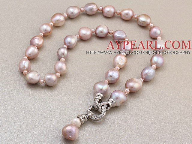 Fashion Natural Purple Baroque Freshwater Pearl Knotted Charm Pendant Necklace