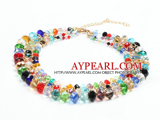 2015 Sommar Style Multi Layer Multi Color Crystal Pärlor Party halsband