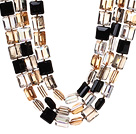 Fashion Tre Strands Square Shape FlerfärggladaCrystal pärlor halsband med magnetlås