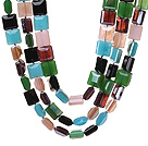 Mode brins carré forme en trois multi coloré collier de perles de cristal avec fermoir magnétique