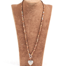 Elegant Simple Natural Brown Freshwater Pearl Alloyed Heart Pendant Necklace
