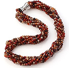 Nice Multi Twisted Strands 4mm Faceted Mixed Color Agate Beads Necklace With Magnetic Clasp