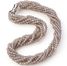 Trevlig Multi Twisted Strands 4mm Fasett Grå Agate pärlor halsband med magnetlås