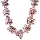 Beautiful Single Strand Natural Purple Irregular Blister Freshwater Pearl Necklace