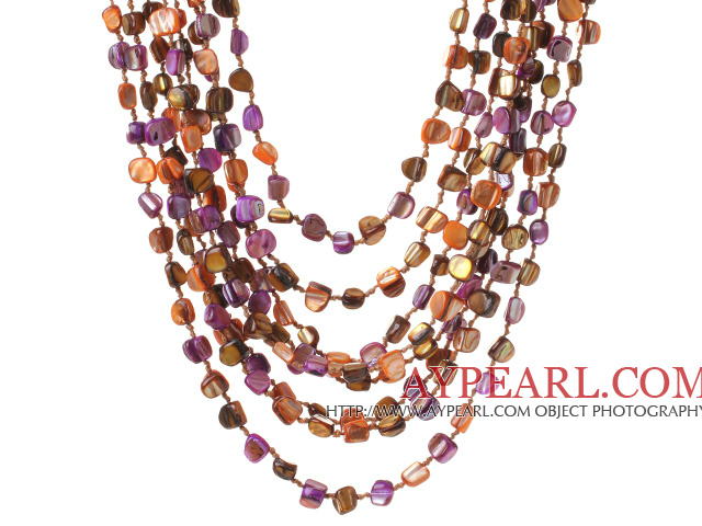 Popular Multilayer Multi Mixed Colorful Shell Necklace With Hollow Ring Closure