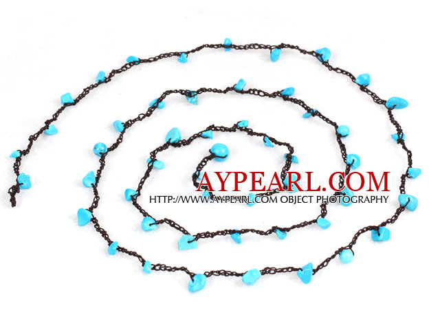 Jolie New Style Long Bleu Turquoise Collier Chips (peut également être Bracelet)