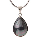 Lovely Black Teardrop Seashell Pearl dinglar hänge metall kedja halsband med Karbinlås