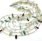 Wholesale Fashion Multi Strand Crystal Aventurine Rose Quartz Citrine Chips Gemstone Necklace
