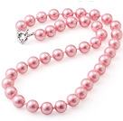 Popular 10mm Round Pink Seashell Beads Hand-Knotted Strand Necklace With Moonight Clasp