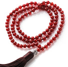 Enkel Lång Style Round Carnelian pärlor Halsband med Buddha huvud och Brown Tassel ( kan även vara som armband )