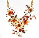 Incroyable magnifique cornaline cristal de perle et collier de Shell Flower Party