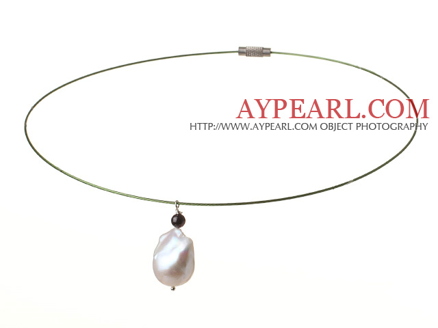 Simple Fashion Style Natural Neclear Pearl Pendant Nekclace