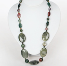 Wholesale Medium Necklace Indian Agate and Green Rutilated Quartz Necklace
