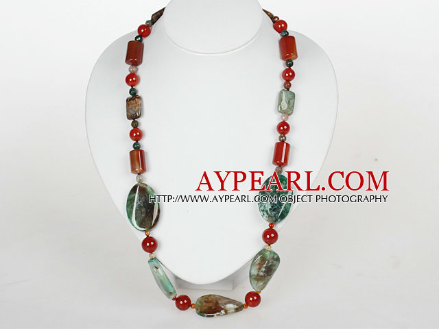 Medium Necklace Assorted Agate Necklace with Jade Clasp