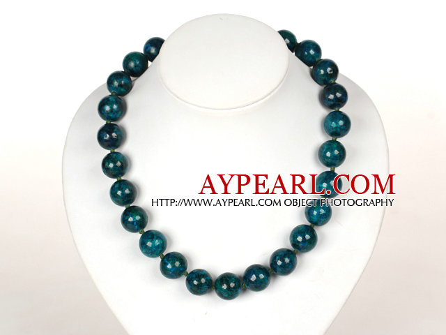 16mm Round Phoenix Stone Beads Necklace with Moonlight Clasp
