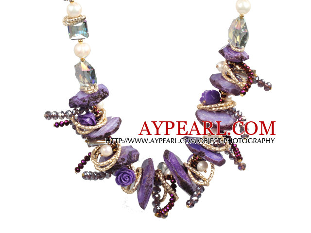 Speical suunnittelu Beautiful Purple -sarjan Natural makeanveden helmi Crystal Crystallized Akaatti Chunky Kaulakoru