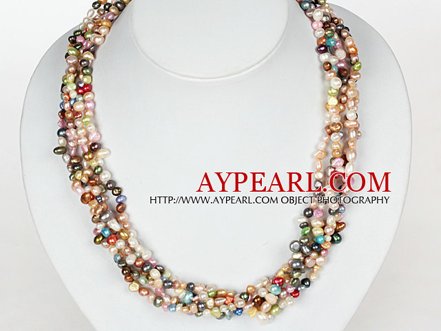 6-7mm Natürliche Mischfarbe Süßwasser-Zuchtperlen Perlen Halskette mit Moonlight Schließe