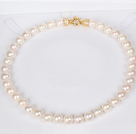11-12mm Natural Round White Freshwater Pearl Beaded Necklace for Women