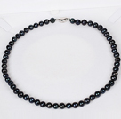7-8mm Natural Round Black Freshwater Pearl Beads Necklace for Women